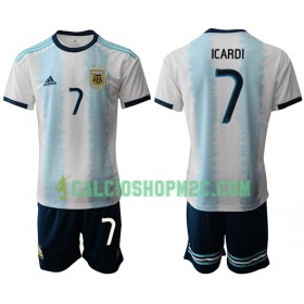 Argentina ICARDI 7 Bambino Maglia Prima Copa América 2019 Manica Corta (+ Pantaloncini)